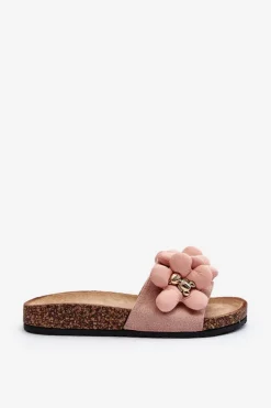 Klapki Damskie Z Ozdobami Różowe Bunlia