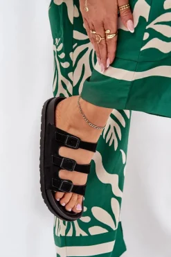 Klapki Damskie Z Paskami I Klamrami Czarne Uliri