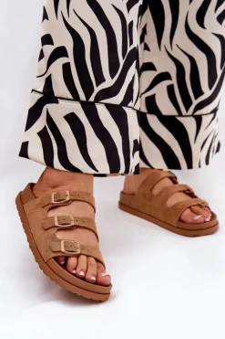 Klapki Damskie Z Paskami I Klamrami Camel Uliri