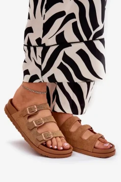 Klapki Damskie Z Paskami I Klamrami Camel Uliri