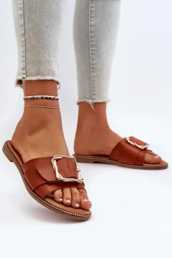 Klapki Damskie Z Paskiem I Klamrą Camel Opahiri