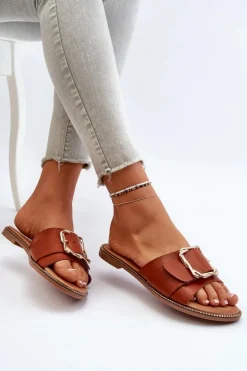 Klapki Damskie Z Paskiem I Klamrą Camel Opahiri