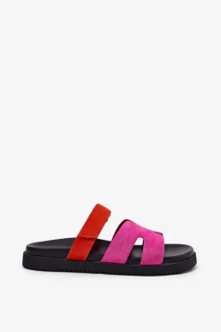 Klapki Damskie Z Rzepem Vinceza 17401 Fuksja