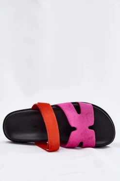 Klapki Damskie Z Rzepem Vinceza 17401 Fuksja