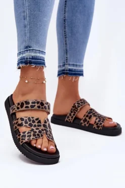 Klapki Damskie Z Rzepem Vinceza 17401 Panterka