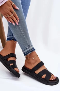 Klapki Damskie Z Rzepem Vinceza 17401 Czarne