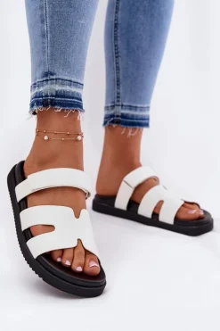 Klapki Damskie Z Rzepem Vinceza 17401 Białe