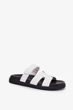 Klapki Damskie Z Rzepem Vinceza 17401 Białe