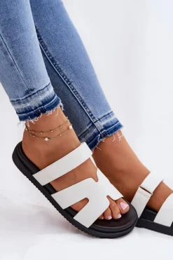 Klapki Damskie Z Rzepem Vinceza 17401 Białe