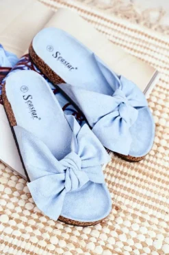 Klapki Na Korkowej Podeszwie Błękitne Wendy