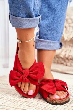 Klapki Na Korkowej Podeszwie Czerwone Wendy