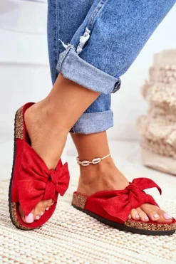 Klapki Na Korkowej Podeszwie Czerwone Wendy