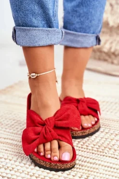 Klapki Na Korkowej Podeszwie Czerwone Wendy