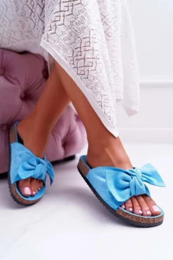 Klapki Na Korkowej Podeszwie Niebieskie Wendy