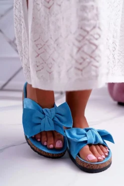 Klapki Na Korkowej Podeszwie Niebieskie Wendy