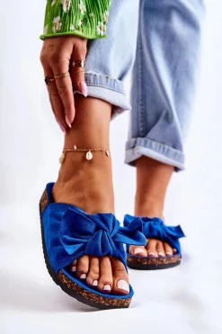 Klapki Na Korkowej Podeszwie Ciemnoniebieskie Wendy