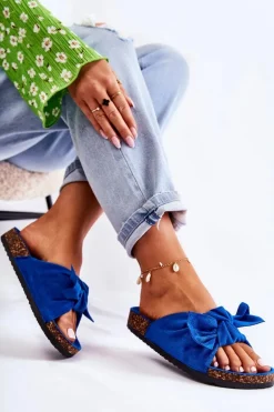 Klapki Na Korkowej Podeszwie Ciemnoniebieskie Wendy