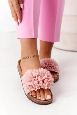 Klapki Na Korkowej Podeszwie Różowe Flowerbomb