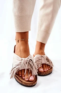 Klapki Na Korkowej Podeszwie Beżowe Taryne