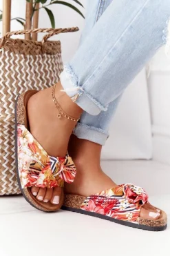 Klapki Na Korkowej Podeszwie Żółte W Kwiaty Wendy