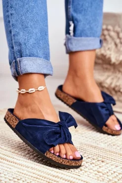 Klapki Na Korkowej Podeszwie Granatowe Wendy