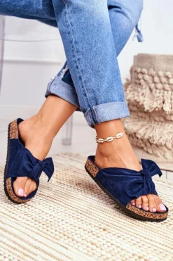 Klapki Na Korkowej Podeszwie Granatowe Wendy