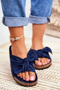 Klapki Na Korkowej Podeszwie Granatowe Wendy