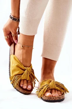 Klapki Na Korkowej Podeszwie Żółte Taryne