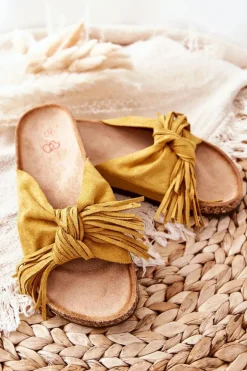 Klapki Na Korkowej Podeszwie Żółte Taryne