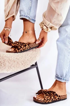 Klapki Na Korkowej Podeszwie Brązowo-Czarne Wendy