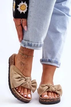 Klapki Na Korkowej Podeszwie Jasnobeżowe Wendy