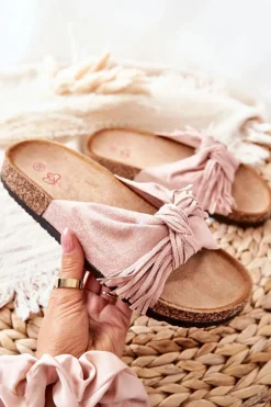 Klapki Na Korkowej Podeszwie Różowe Taryne