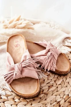 Klapki Na Korkowej Podeszwie Różowe Taryne