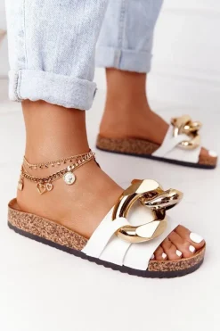 Klapki Na Korku Z Łańcuchem Białe Last Dance