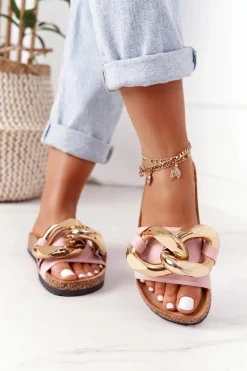 Klapki Na Korku Z Łańcuchem Różowe Last Dance