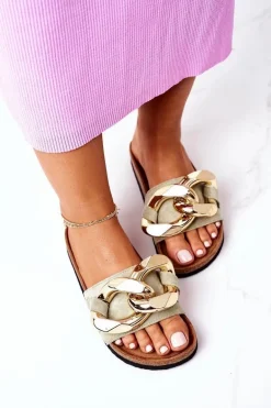 Klapki Na Korku Z Łańcuchem S.Barski SB001 Miętowe