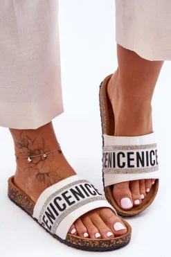 Klapki Na Korku Z Cyrkoniami Białe Be Nice