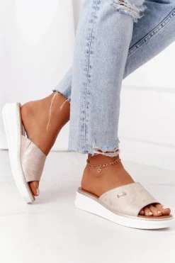 Klapki Na Koturnie Sergio Leone SK042 Złote