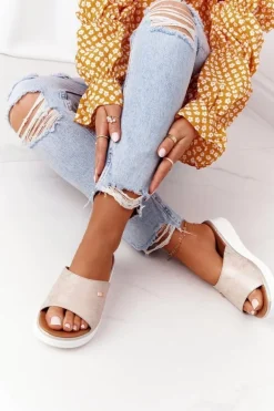 Klapki Na Koturnie Sergio Leone SK042 Złote