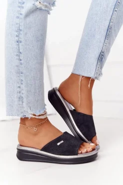 Klapki Na Koturnie Sergio Leone SK042 Czarne