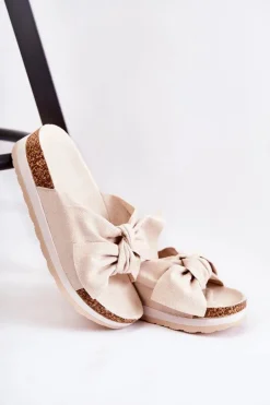 Klapki Na Platformie Beżowe So Comfy