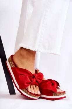 Klapki Na Platformie Czerwone So Comfy