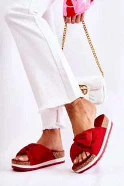 Klapki Na Platformie Czerwone So Comfy