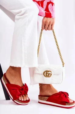 Klapki Na Platformie Czerwone So Comfy