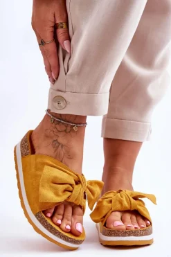 Klapki Na Platformie Żółte So Comfy