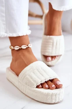 Klapki Papcie Na Platformie Jasnobeżowe Lilly