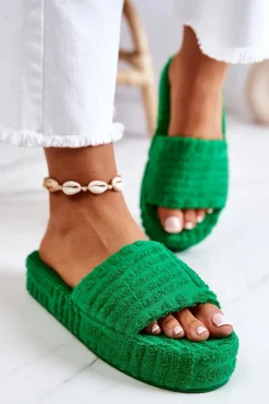 Klapki Papcie Na Platformie Zielone Lilly