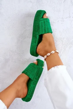 Klapki Papcie Na Platformie Zielone Lilly