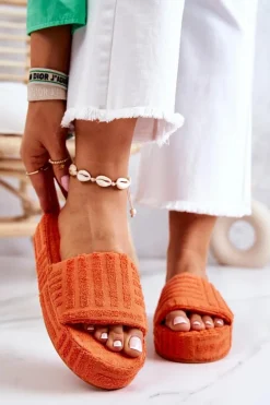 Klapki Papcie Na Platformie Pomarańczowe Lilly