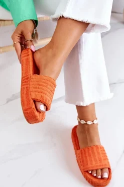 Klapki Papcie Na Platformie Pomarańczowe Lilly